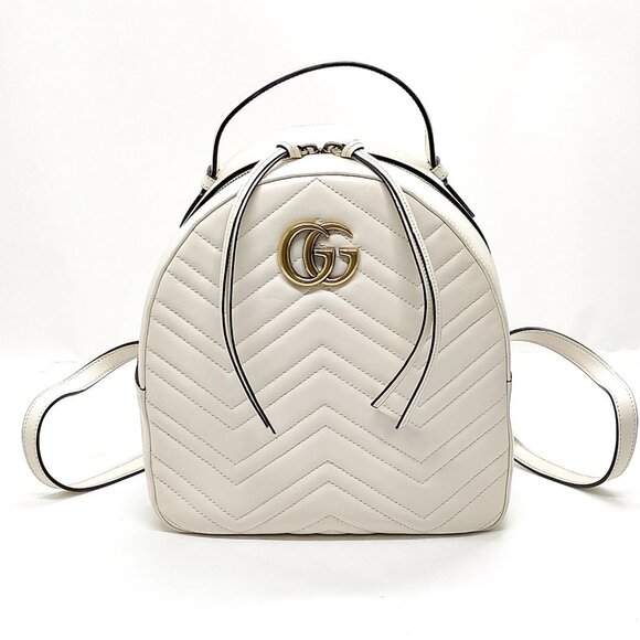 Gucci BackPack Bag White Leather 999-041125